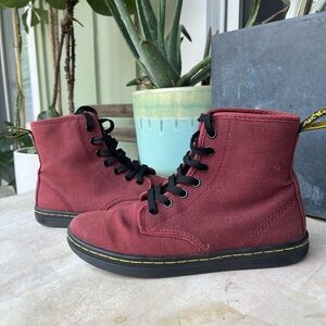 Doc Marten’s Shore Ditch Cherry Red Maroon Canvas Boots Women’s Size 6